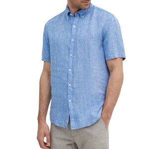 Simons Short Sleeve Button Up Shirt Men's Heritage Chic Flax Linen